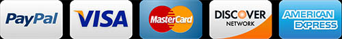We accept PayPal, Visa, MasterCard, American Express, and Discover